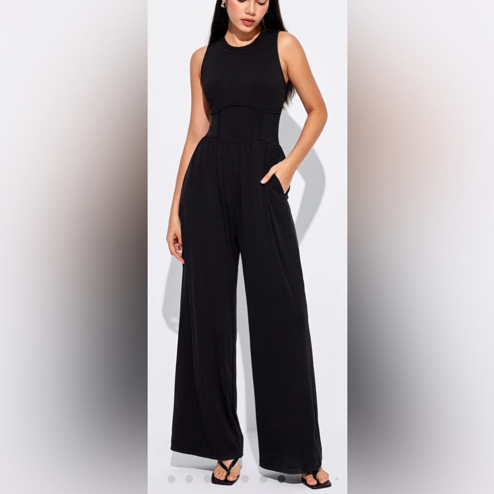 Cider brand wide-leg jumpsuit, black, size small